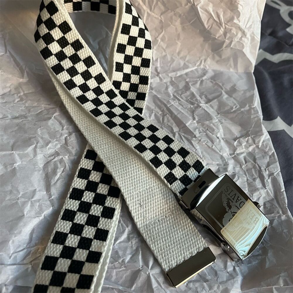 Ben Davis Unisex Black and White Checkered canvas Belt Multicolor Adjustable 🆕 - Picture 3 of 7